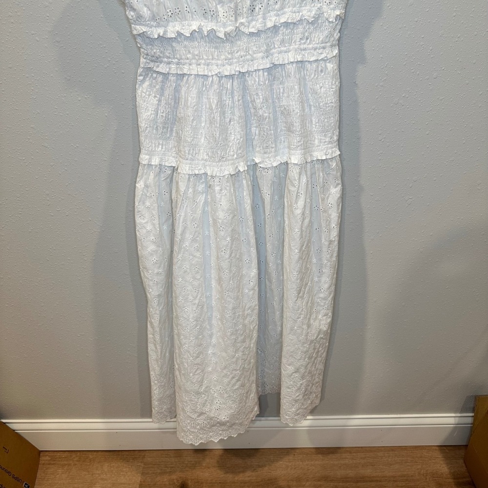 NWT GAP x DOEN Eyelet Midi Dress Women Large White Smocked Tiered Cottagecore - Picture 16 of 16